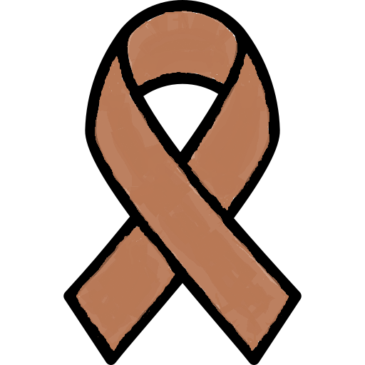 Bronze cancer ribbon icon representing support and awareness for Courage Against Cancer