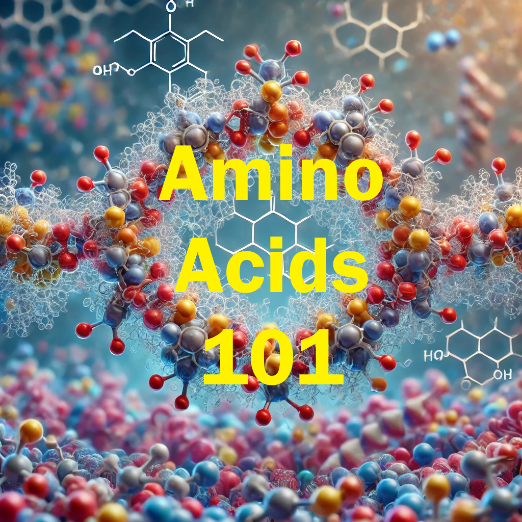 A detailed 3D-rendered illustration of an amino acid chain forming a protein, showcasing the molecular structure and peptide bond connections essential for protein synthesis.