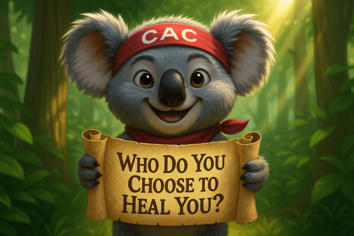 Coco holding scroll asking who do you choose to follow, Jesus Christ or Modern Medicine for your healing through Courage Against Cancer