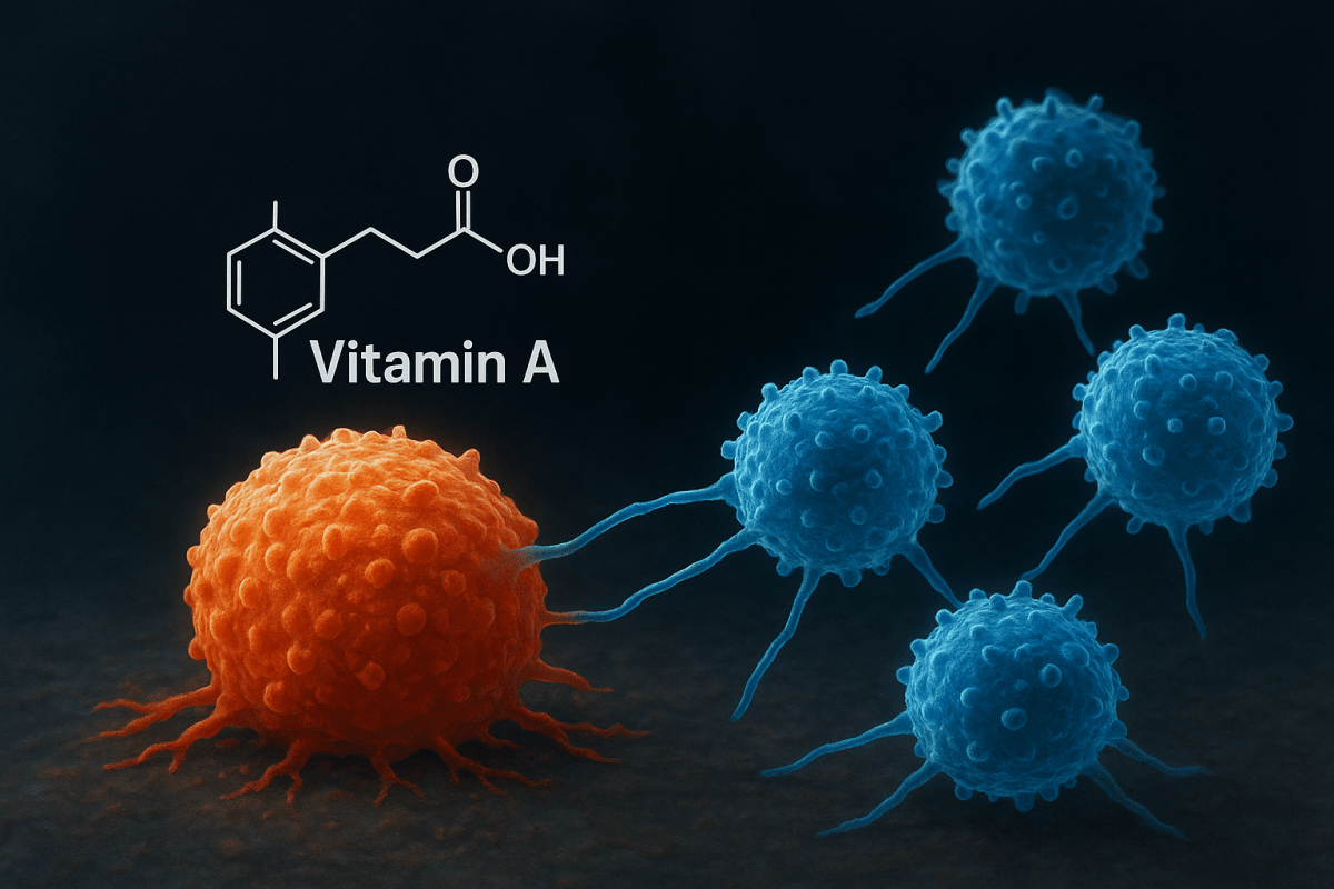 Vitamin A and NK Cells attacking cancer tumor